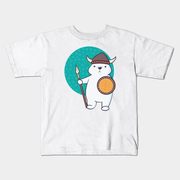 Adorable Kawaii Viking Polar Bear Kids T-Shirt by MariOyama